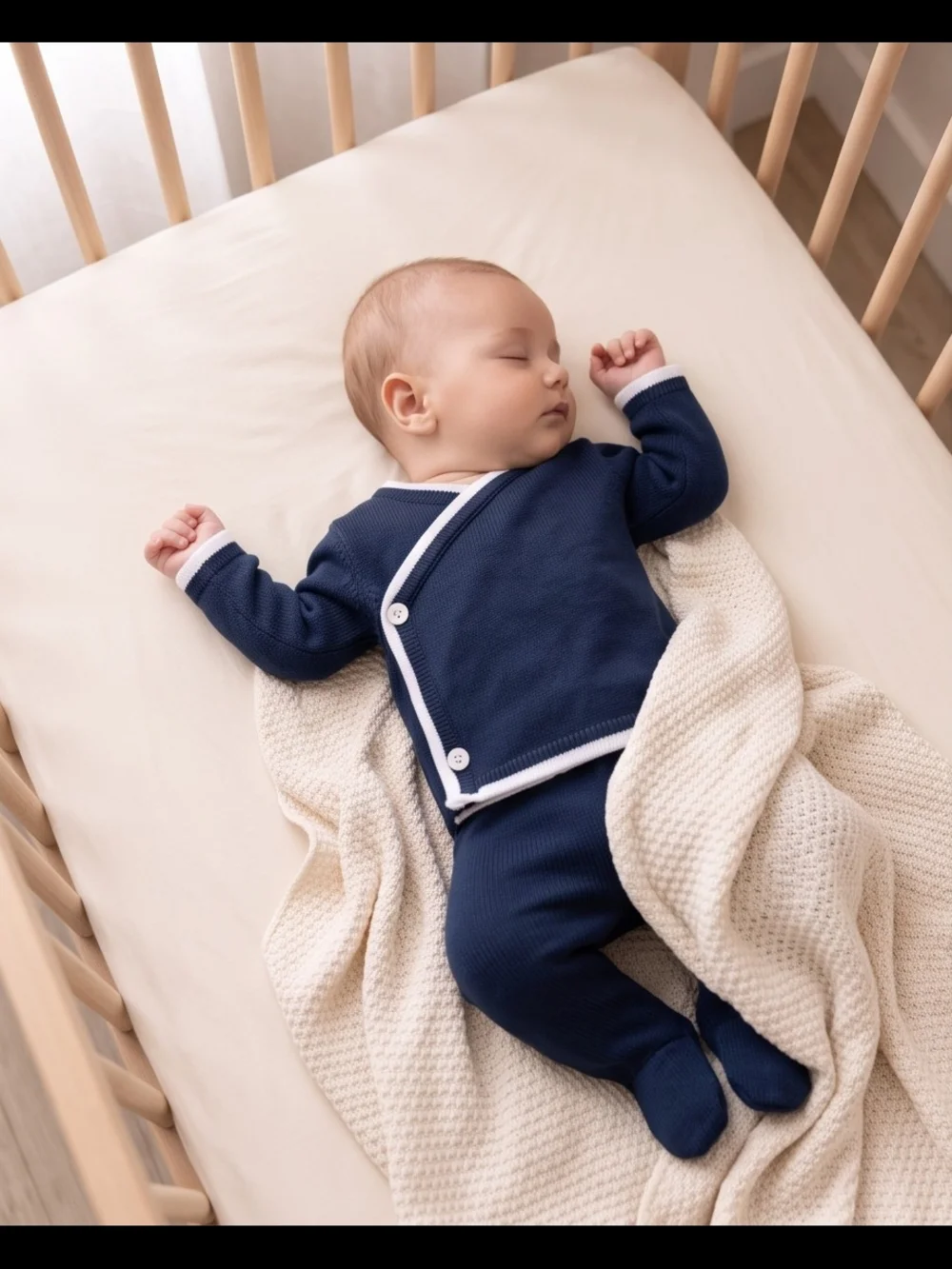 Edgehill Collection Navy and White Knit Baby Matching Set